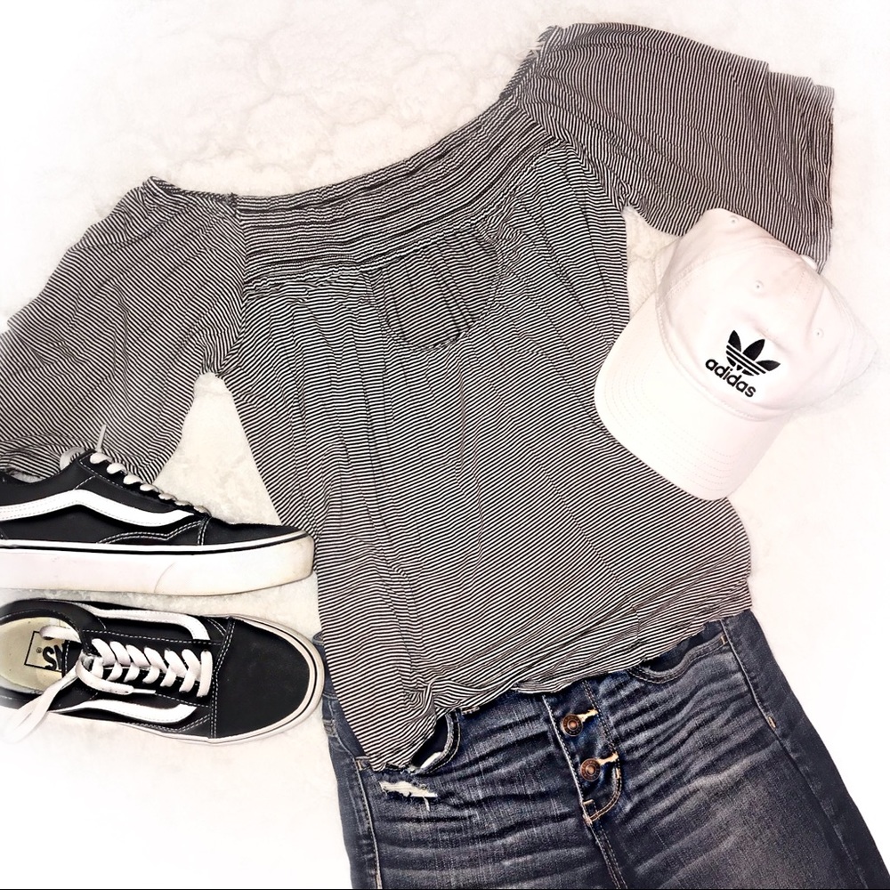 ✰ Black & White Striped Soft & Sexy Shirt ✰